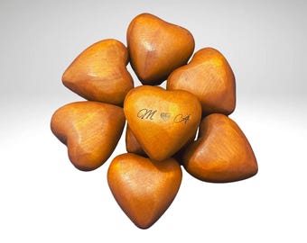 Personalisierte Herzen aus Holz, Herzen aus Olivenholz, 3D Herzform, handgeschnitzte Herzen graviert Geschenk für Ehemann Valentinstag Geschenk für ihn sie