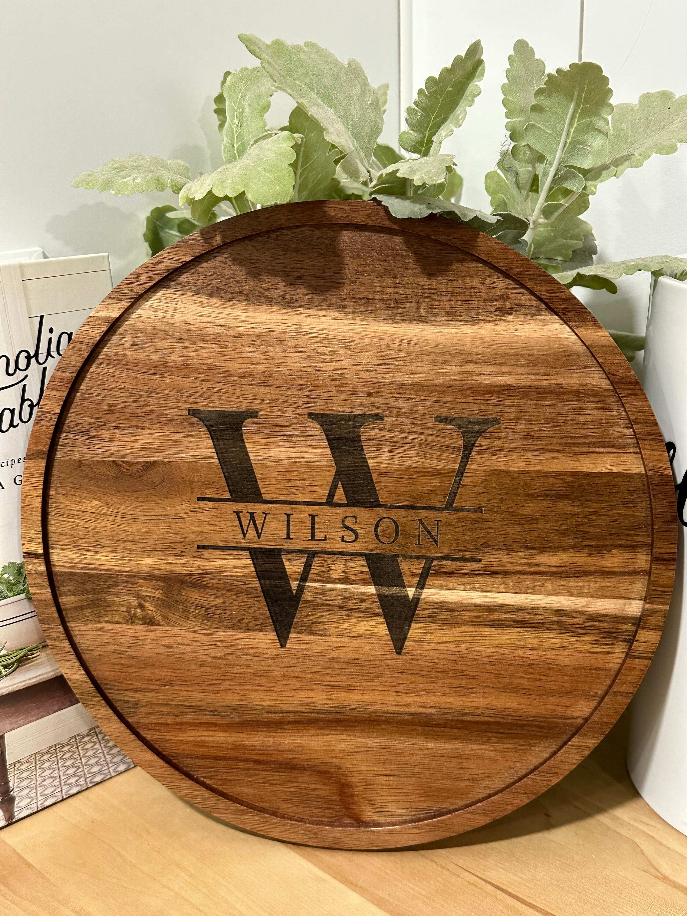 Wooden Round Serving Tray Personalized Home Decor Etsy