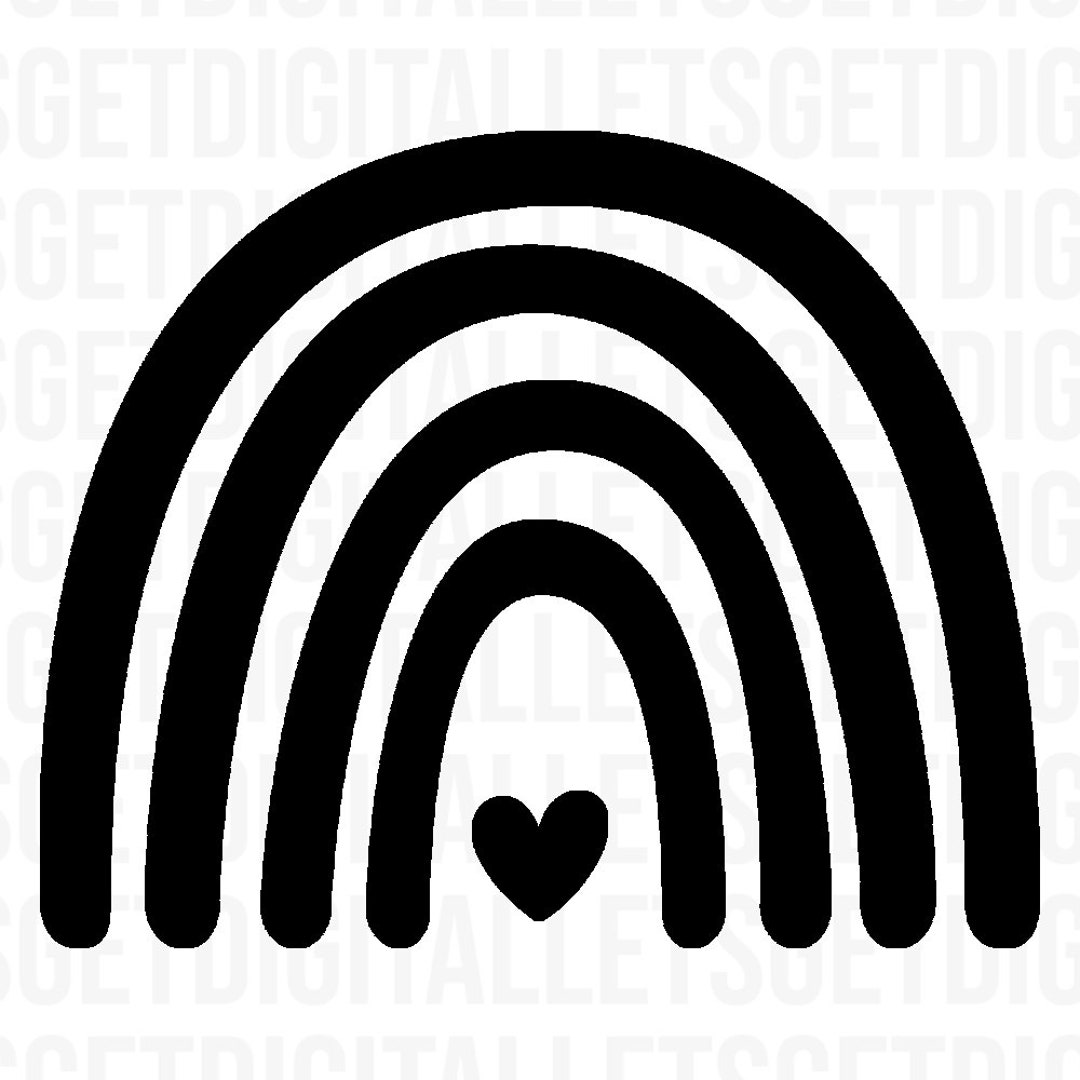 Rainbow With Heart SVG Cut File | Boho Rainbow SVG File | Instant ...