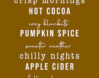 Fall Things Fall Words All Things Fall SVG Digital Instant Download Cut File Cricut