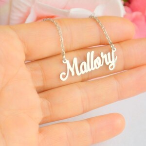 Name Plate Silver Necklace, Wedding Shower gift for Bridesmaid, Chic Customized  Hand written Custom Golden Necklace, Personalized Jewelry