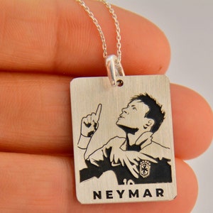 NEYMAR Picture SILVER NECKLACE, Birthday Gift For Neymar Fun, Brazilian football player, Best Soccer player, Football lover Unisex Jewelry