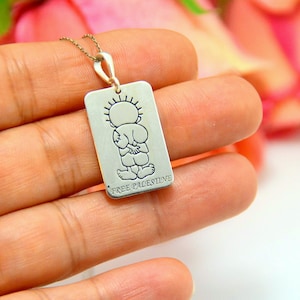 HANDALA Palestinian Boy Cartoon Silver NECKLACE, HANZALA Unisex Necklace, Birthday Gift to Free Gaza Supporter, Palestine Kid Story Jewelry