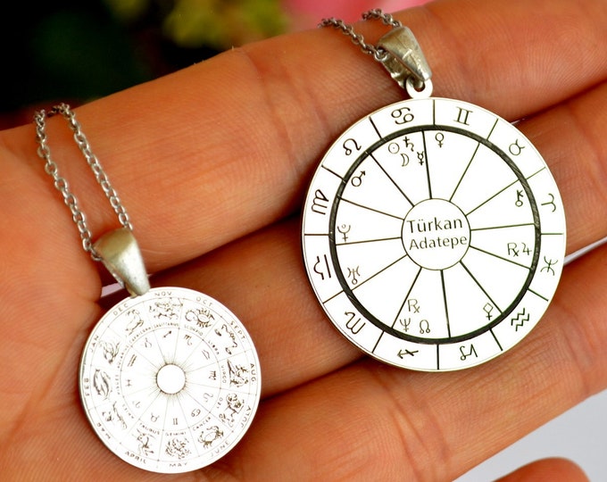 Horoscope Custom Necklace, Natal Chart Astrology Personalized Gift, Birthday Chart Gift, Zodiac handmade Birth Chart Talisman Celestial disc