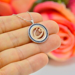 Arabic Wav letter Necklace, Wedding Gift to Rumi Lover, Calligraphy Arabic Art Jewelry, Spiritual Sufism vaw engraved  Silver Unisex Jewelry