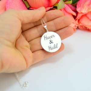 Name Plate Couples Necklace, Bridal shower Customized Necklace gift to Bride, Lover Written Personalized Silver Jewelry, Unique Custom Name