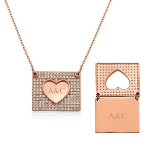 CUSTOM MAIL Message NECKLACE, Lover Names Gift, Unique Customized Jewelry, Suprise Envelope Gold Name Pendant, Secret Love to Her