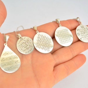 Islamic talisman Amulet Necklace, Protection Black Magic Protection Silver Custom Richness Marriage Evil Eye