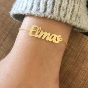 Golden Custom NAME BRACELET, Silver Nameplate engraved Hand crafted UNİSEX Bangle, Surname Written wristlet, Birthday Customized gift to her