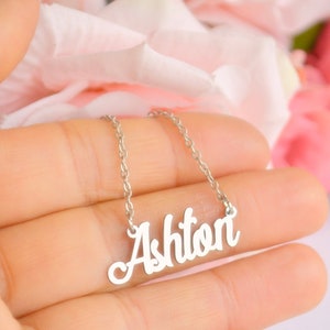 Custom Name Silver Necklace, Anniversary Gift to Her, Customized Written Silver Plate Personalized Jewelry, Unique Custom Name Handwritten