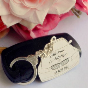 Car Personalized MIRROR HANGER, Luxury New Car Gift For Her, Customized Rear Mirror Dangler, Silver Name Plate engraved Custom Made Auto