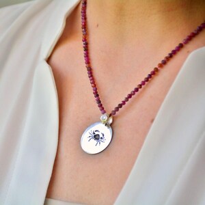 CANCER Crab SIGN Zodiac NECKLACE, July Month Born Birth Horoscope Jewelry