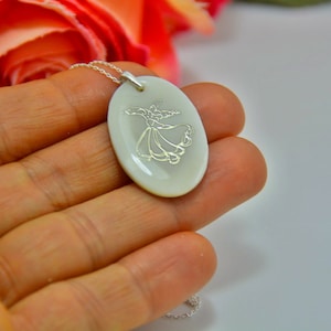 Whirling Rumi Necklace, Birthday Gift for Sufi, Sea Shell Gemstone Dervis engraved Silver Spiritual Jewelry, Turning dancing Darvish Man
