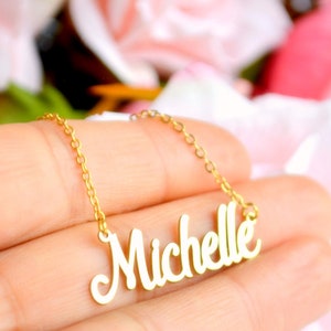 Name Handwritten Custom Necklace, Anniversary Personalized Gift to Wife, Name Written Necklace, Silver Plate, Customized lover Name her