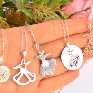 Masnavi Whirling Darvish Necklace, Gift for Sufi, Rumi Sufism Silver Custom Jewelry, Mevlana Sama Semazen, Celaleddin Mevlevî Shamse Tabrizi