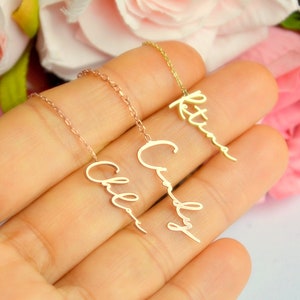 Custom Name chain Earring, Customized Handwritteing Birthday Gift for Wife, Written Name Long  Dangle Earring, Silver Personalized Jewelry