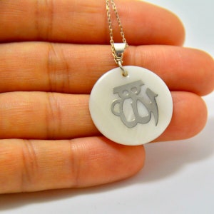 Muslim Religious Art Necklace, Silver God Name Religious Calligraphy Letter Pendant, Arabic Name Charm Jewelry, Convert to Islam Gift to Her
