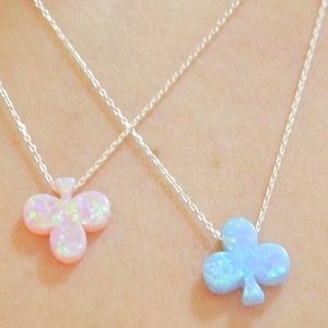Blue OPAL CLUB NECKLACE, Birhday Gift to Gamble Lover Her, Casino Club Pendant, Clover Poker, Gambling Pink Game Play Gamble Jewelry