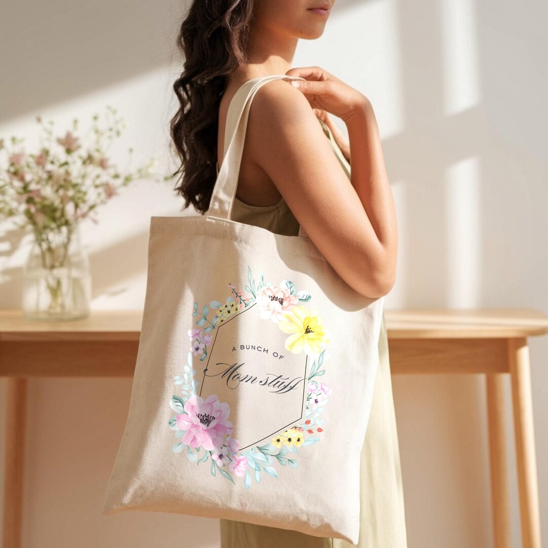 Floral Mom Tote Bag, Mothers Day Gift, Cotton Canvas Bag, Coquette