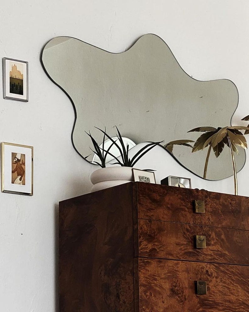 Wavy Wall Mirror Asymmetrical Mirror Irregular Mirror Etsy