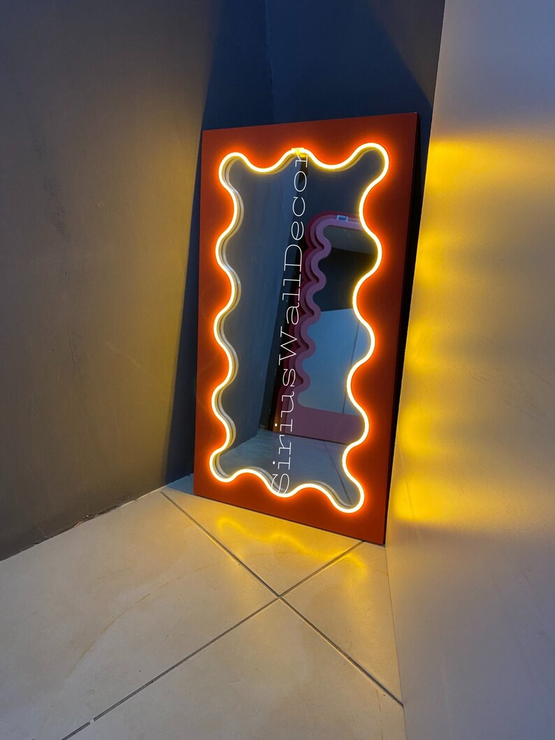 Illuminated Floor Mirror Oversized Mirror LED Mirror Wavy Etsy