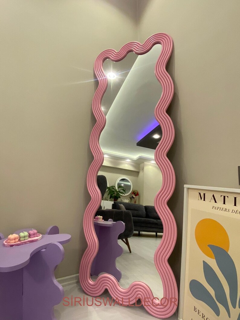Full Length Mirror Wavy Floor Mirror Full Body Mirror Etsy Canada