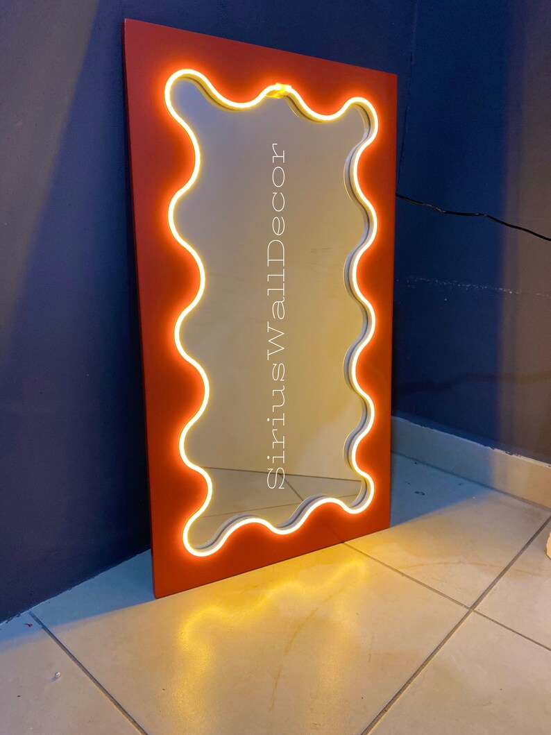Illuminated Floor Mirror Oversized Mirror LED Mirror Wavy Etsy