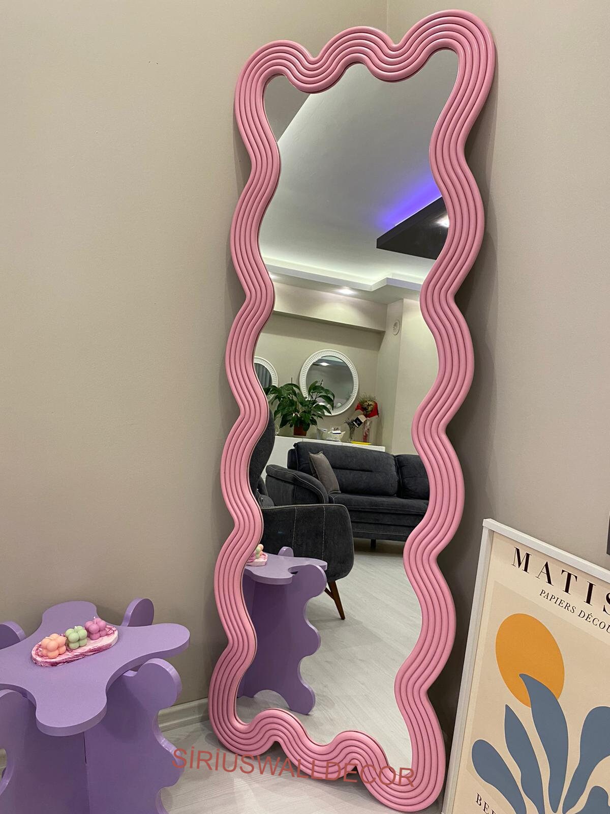 Full Length Mirror Wavy Floor Mirror Full Body Mirror Etsy