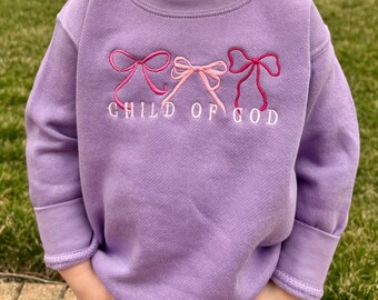 Toddler Child of God Trio Bow Embroidered Crewneck