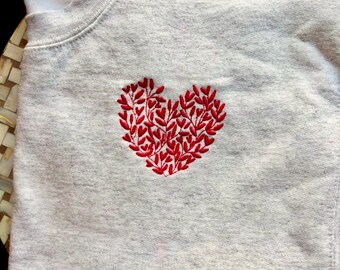 Heart Valentine’s Day Corner Embroidered Crewneck