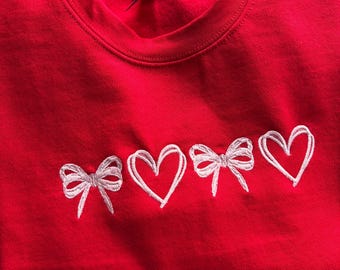 Bows & Hearts Embroidered Valentine’s Day Crewneck
