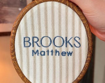 Embroidered Hoop Baby Name Announcement | Custom Baby Name | New Baby Keepsake | Baby Shower Gift