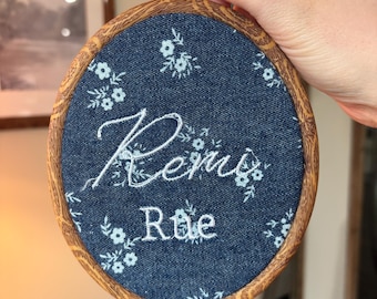 Personalized Embroidered Floral Baby Name Announcement Hoop | Keepsake Nursery Decor | Baby Shower Gift
