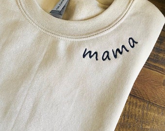 Embroidered Mama Collar Crewneck