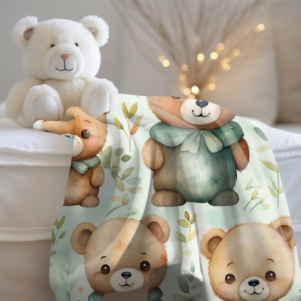 4 Teddy Bear Prints Sublimation Digital Download Baby Blanket