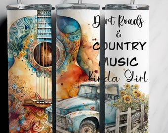 Feldweg und Country Musik digitaler Download 20 Unze Tumbler Wrap