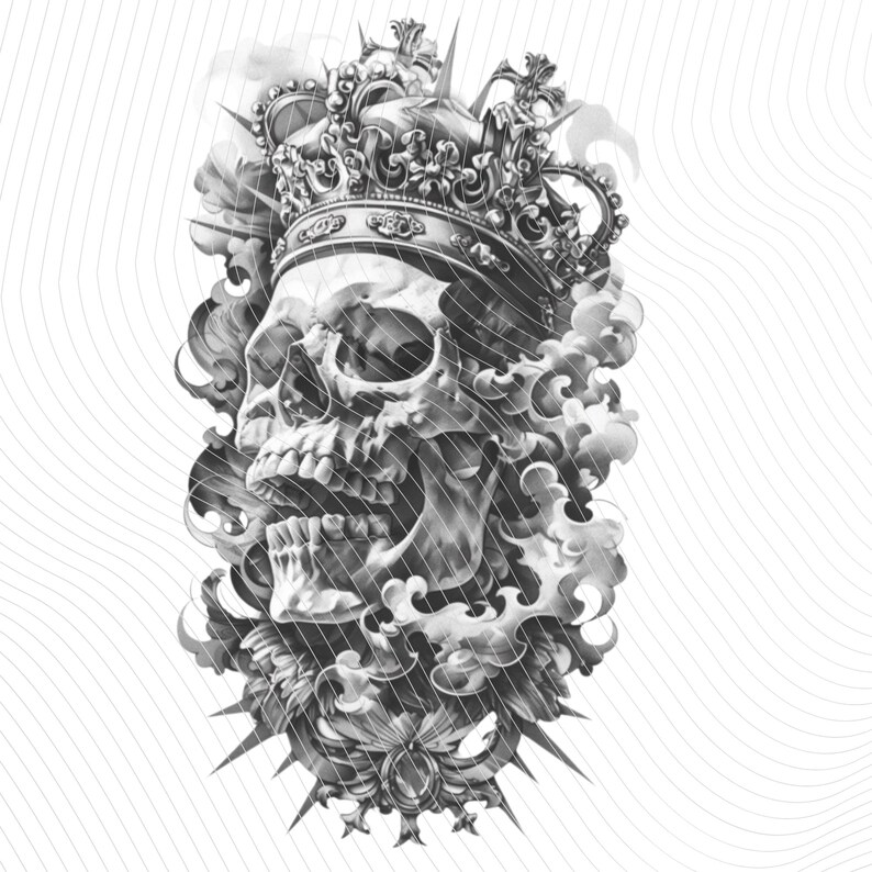 Dark Gothic Tattoo Art Set 5 Black & White Skull Hourglass Pngs Gothic ...