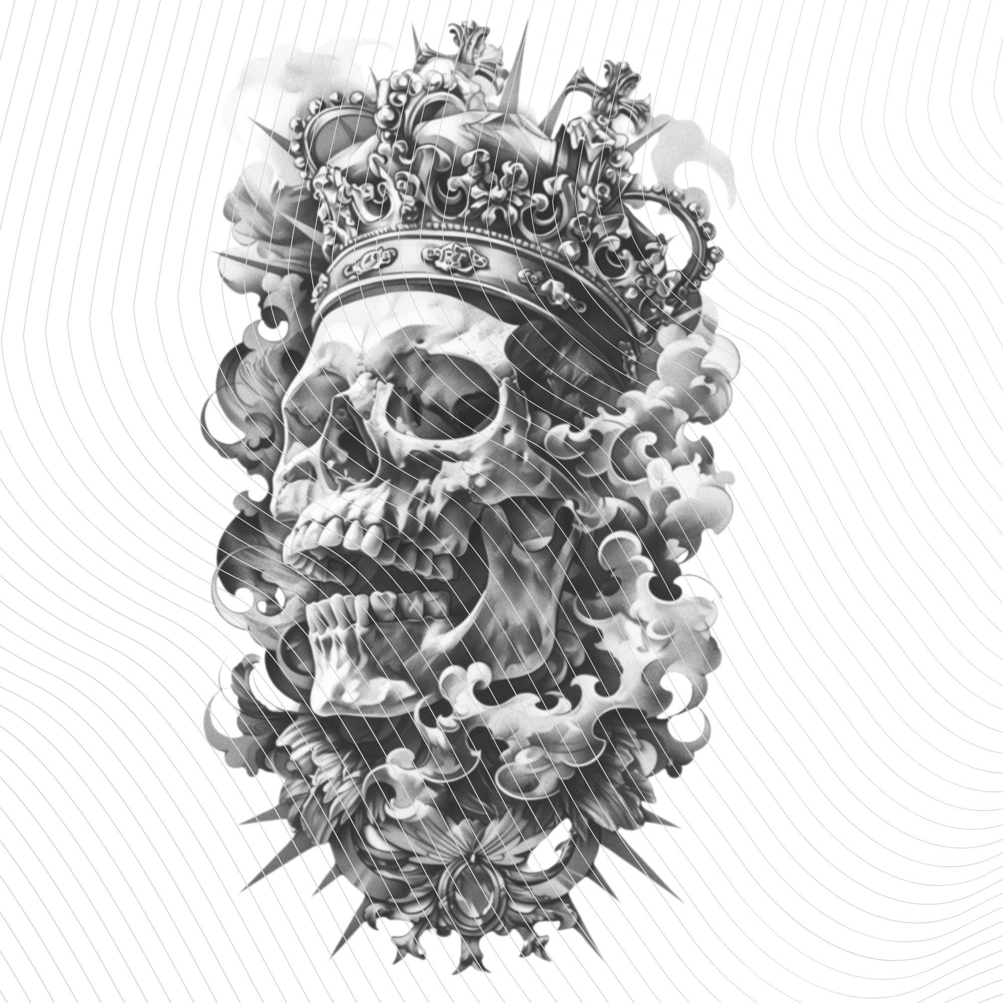 Dark Gothic Tattoo Art Set 5 Black & White Skull Hourglass Pngs Gothic ...