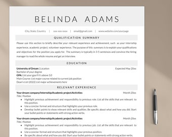 Modern undergrad resume template, simple student resume, college student no experience resume, high school student resume, university resume