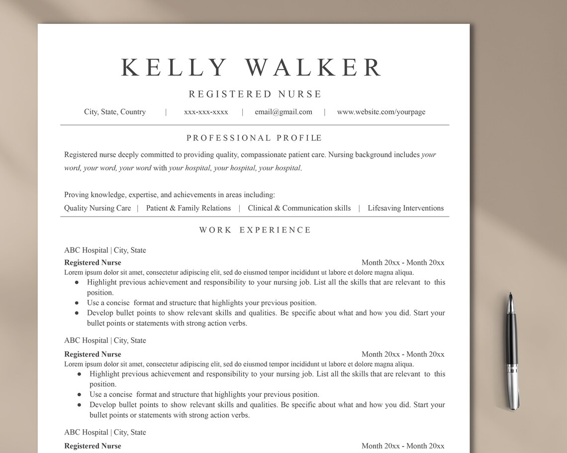 2023 Best Nurse Resume Template Nursing Cv Template Etsy