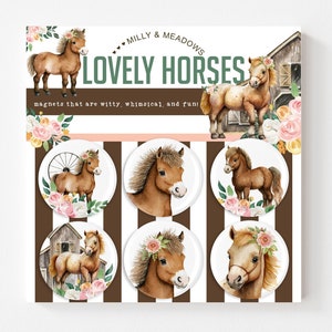 Lovely Horses Cuteness Magnets, Horse Magnet Set, farm Magnets, County Magnet Gift, Farm Home Magnets, Horse Decor Magnets, Horse Gift