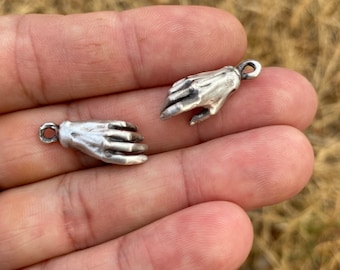 Realistic Hand Charm. Sterling Silver