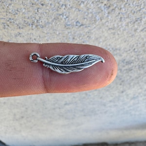 Feather Charm. Sterling Silver