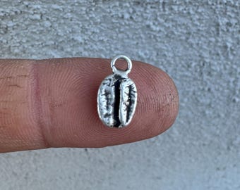 Coffee Bean Charm. Sterling Silver
