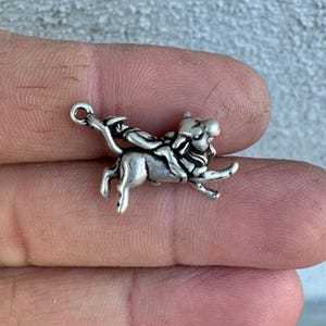 Bucking Bull Charm. Sterling Silver