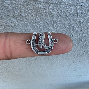 Cowboy Boot Horseshoe Connector. Sterling Silver
