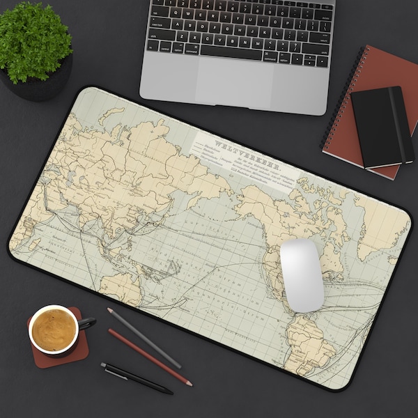 World Map Desk Mat Etsy
