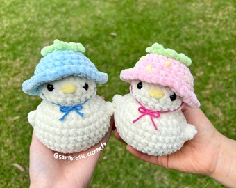 Crochet Duck Plushie: Handmade Amigurumi with Fruit Hat