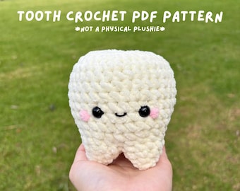 Patrón de crochet para muelas: Amigurumi de 4 raíces (Patrón PDF)