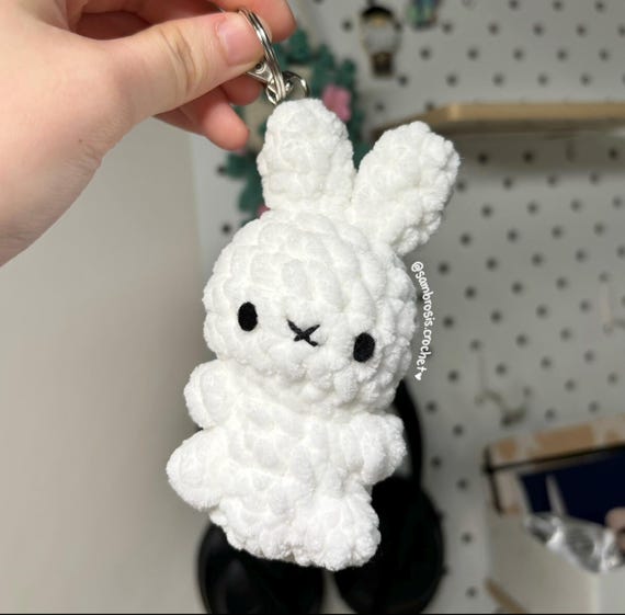 Crochet White Bunny Keychain: Handmade Amigurumi Plush - Etsy